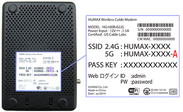 Wi-Fiモデム｜HUMAX HG100R-02JG｜基本仕様 / 設定方法 | JCOMサポート